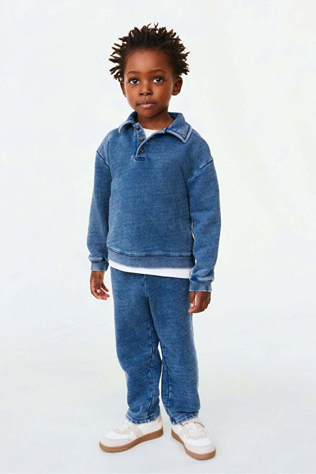 Denim-look cotton joggers