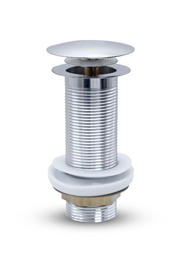 12cm Chrome Pop-Up Bathroom Sink Drain, Universal Click Clack Basin Waste, Metal Overflow Stopper