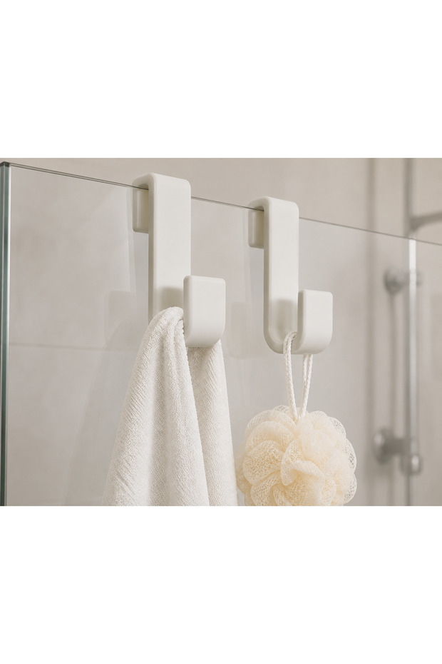 2-Piece Plastic Shower Cabin Hanger – Shower Cabin Towel and Robe Hanger