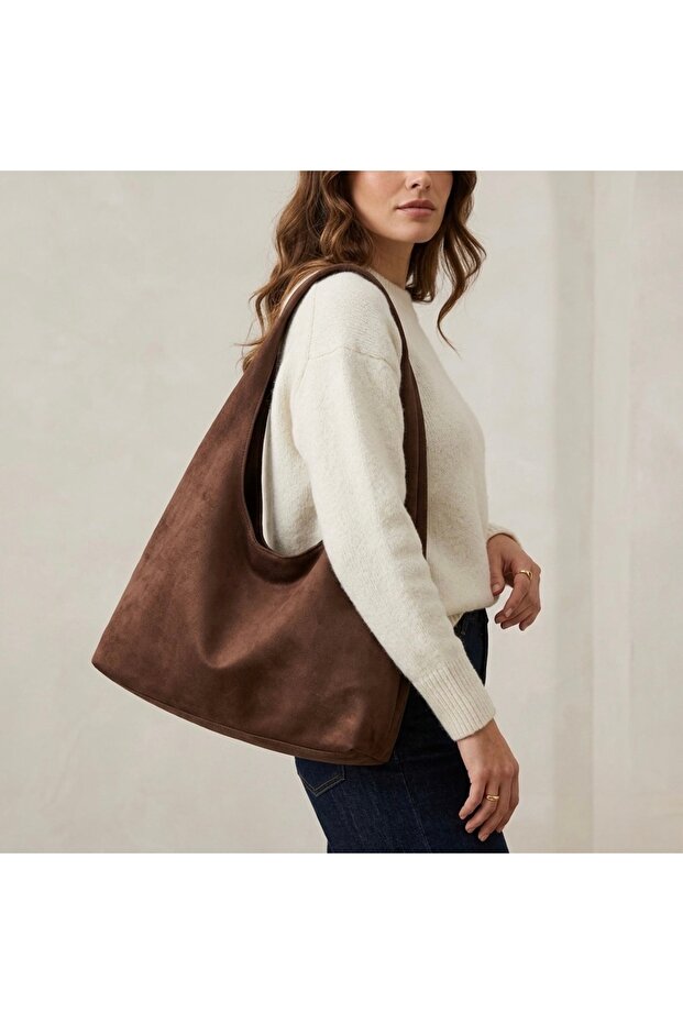 Women's Suede Shoulder Bag Multi-Compartment Large Size Casual Hobo Bag