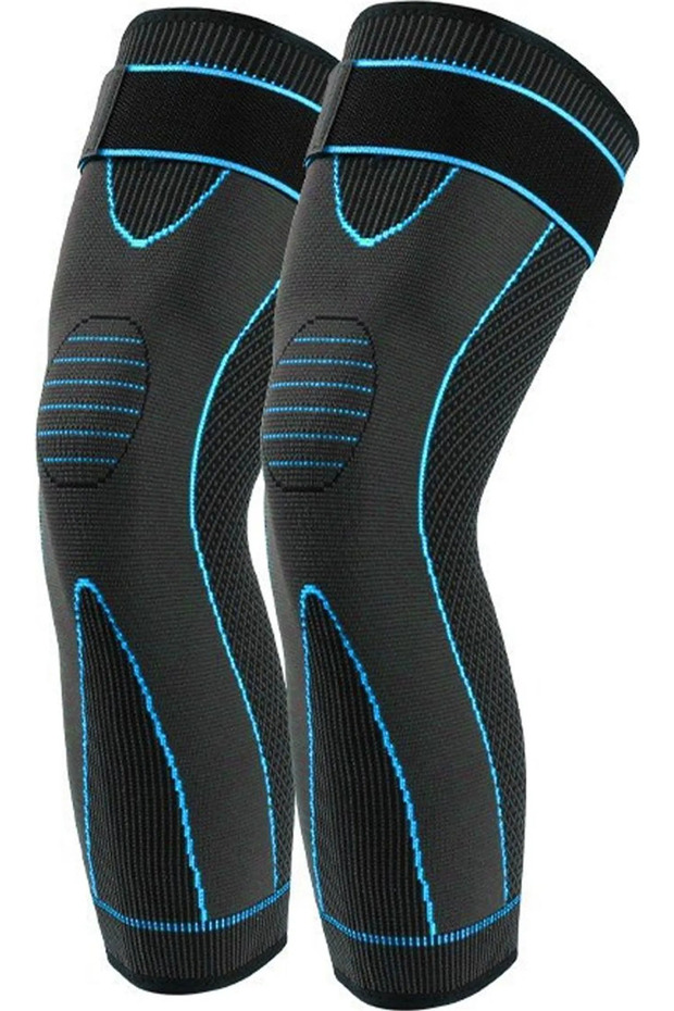 Extended knee brace for leg support in basketball, soccer, knees, and training – Blue (suitable for 130-160 lbs)
