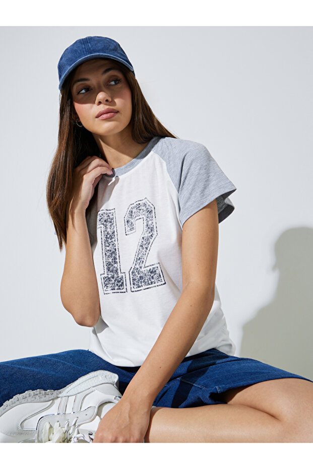White Regular Fit Raglan Sleeve T-Shirt