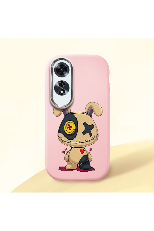 Oppo A60 Compatible Case Camera Protector Pink Silicone Couple Phone Case Character Patterned