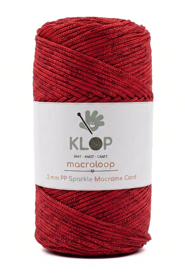 Premium 2 mm Glittery 200 Gr Polyester Macrame Rope 2 mm - 190 m Supla Rope and Bag Thread Red