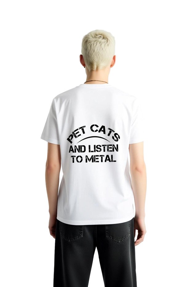 Metal Music Lover's Cat Design Printed Women's T-Shirt