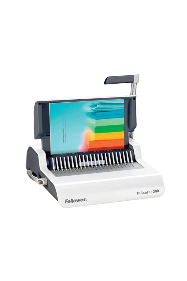 Pulsar+ 300 Manual Comb Binding Machine | A4 | 20-Sheet Punch | 300-Sheet Binding Capacity | White/Grey