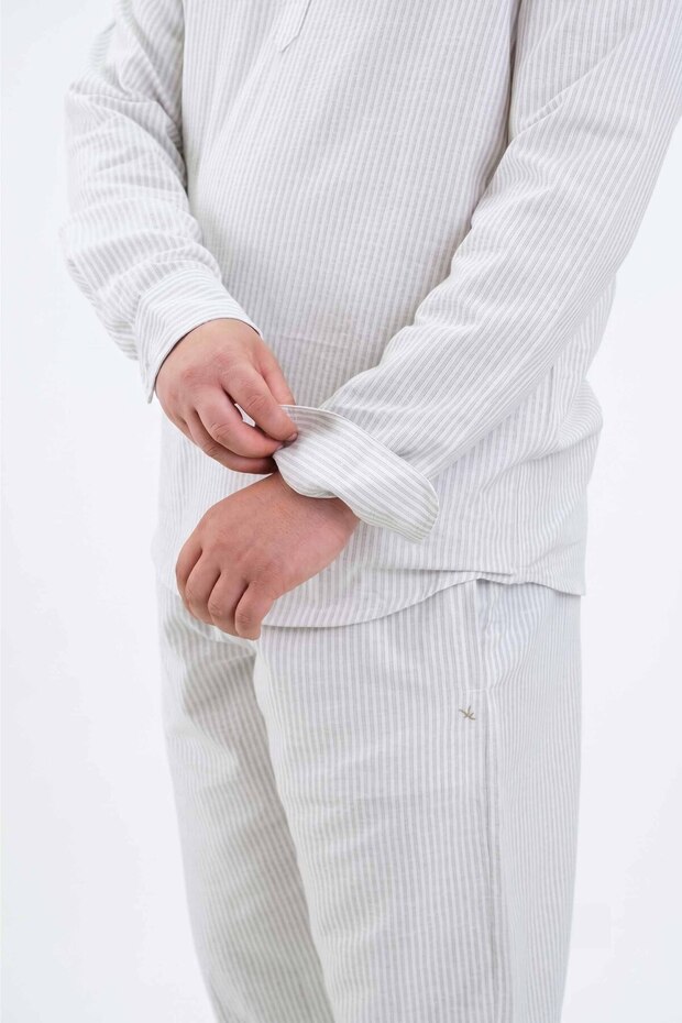 Aeron Men's Linen Trousers - Rustic Striped Lonse Linen