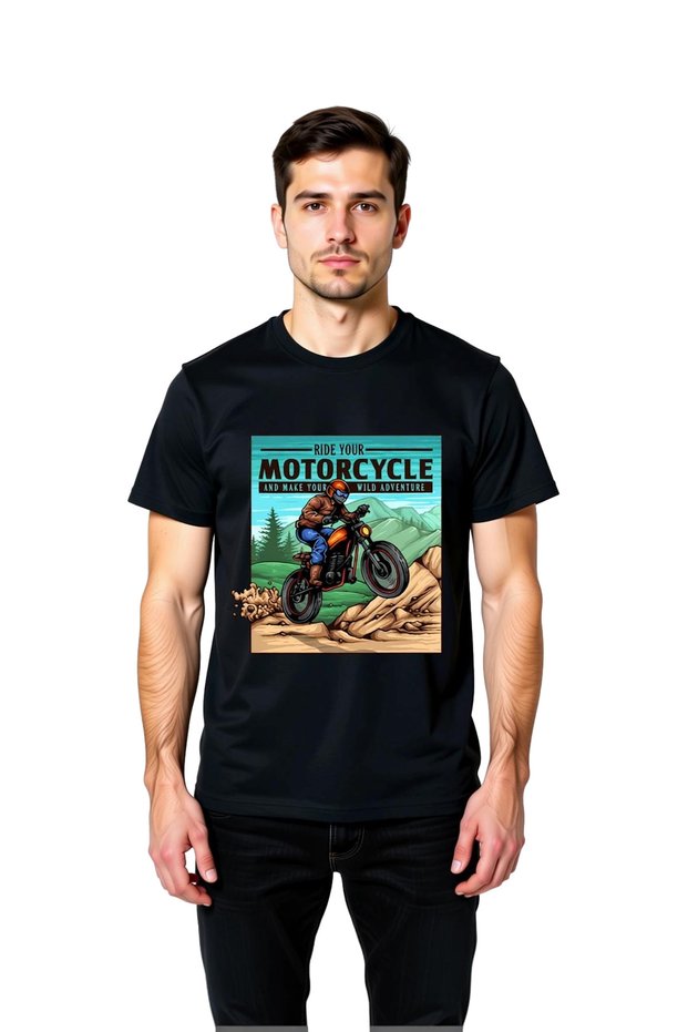 Motorcycle Adventure Slogan Printed Men's T-Shirt