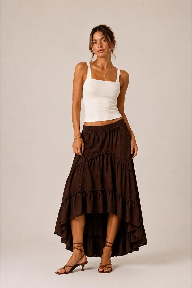 Asymmetrical Cut Boho Maxi Skirt