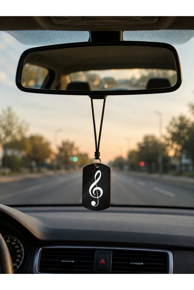 Left Switch Symbol Car Rearview Mirror Ornament – Stylish Music-Themed Auto Accessory