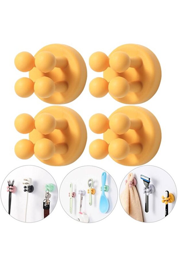 4 silicone adhesive hooks, nail-free, black