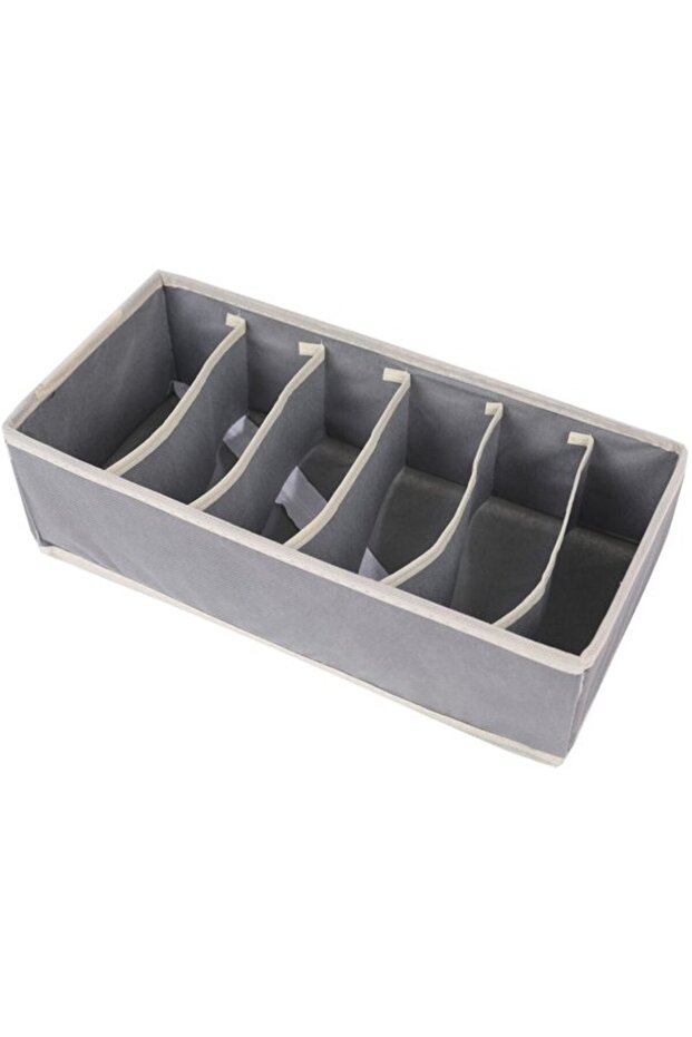 6-compartment gray sock storage box