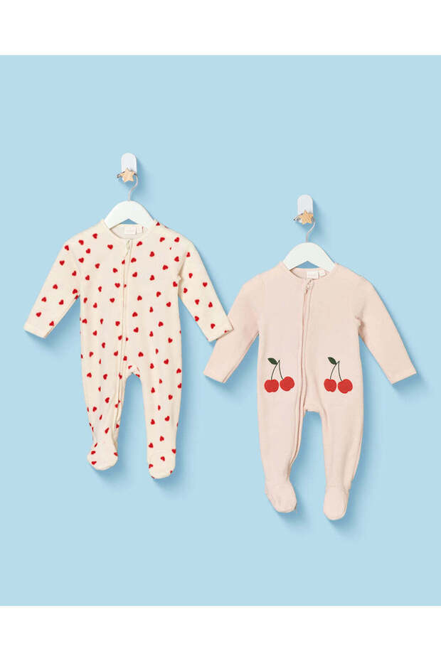 Baby Girls Pink Polar Fleece Button Front Sleepsuit Set (2 Piece)