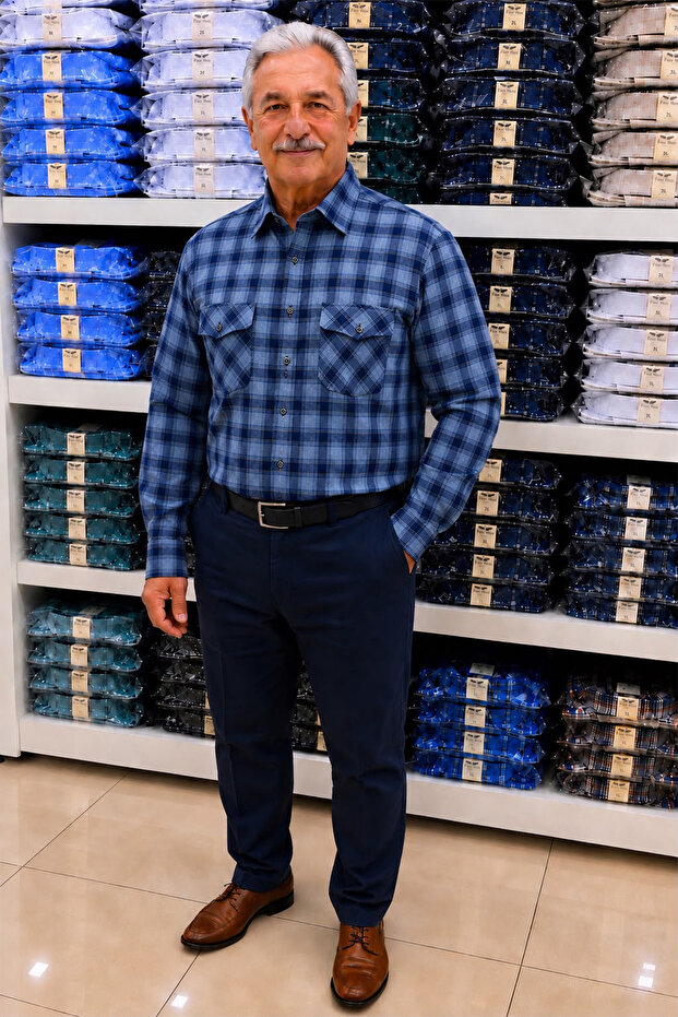 Men's 100% Cotton Long Sleeve Double Pocket Checkered Shirt Comfortable Fit Summer Large Size S-5Xl