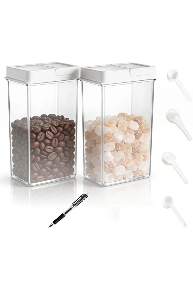 Pcs Coffee Storage Container, Airtight Food Storage Canister Set for Kitchen Pantry Organization, BPA Free Stackable Plastic Jar, Moisture Proof Design for Coffee/Beans/Cereal/Sugar/Tea