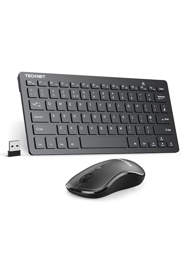 مجموعة لوحة مفاتيح وماوس لاسلكية صغيرة، لوحة مفاتيح USB لاسلكية 2.4 جيجاهرتز وماوس صامت