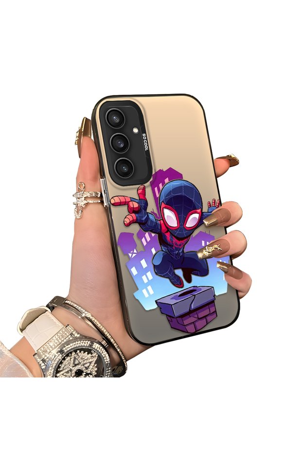 Samsung Galaxy S23 Fe Compatible Silicone Edge Hard Back Case Couple Phone Case Spiderman Patterned