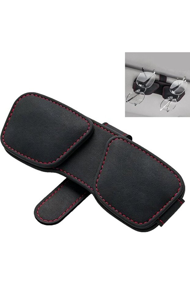 Car sun visor holder – Black – For sunglasses/glasses/cards – 1 piece