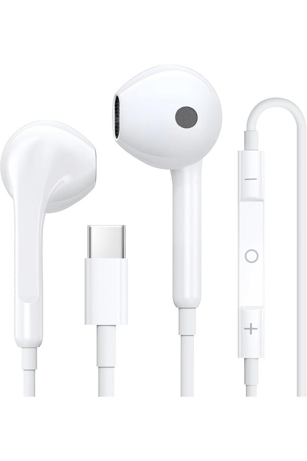URBANNX Type C Headphones, Wired Earphones Type C with Microphone and Volume Control, In-Ear Earbuds