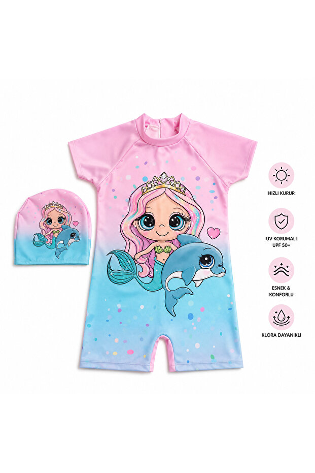 Girl's romper swimsuit with boning