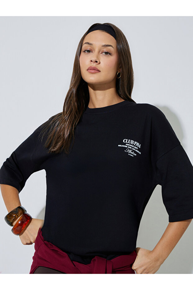 Black Slogan Print Oversized T-Shirt