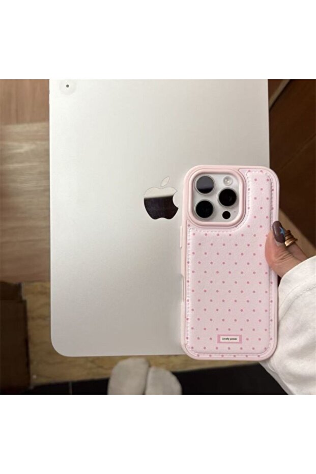 iPhone 15 Plus A Ins Korean Trendy Cute Pink Polka Dots Pattern Leather Phone Case For iPhone 17 Air