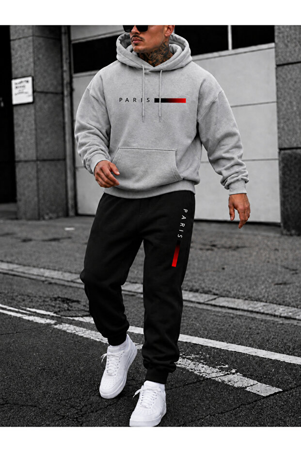 Sweatshirt Tracksuit Set Oversize Shaped Comfortable Fit Quality Fabric Striped Print