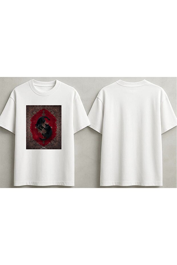 Oversized Double Panther Design Printed Unisex T-Shirt