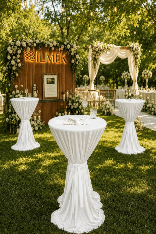 Dertsiz Tied Bistro Tablecloth - Wedding Event Organization Hotel Restaurant Cocktail Table Cover
