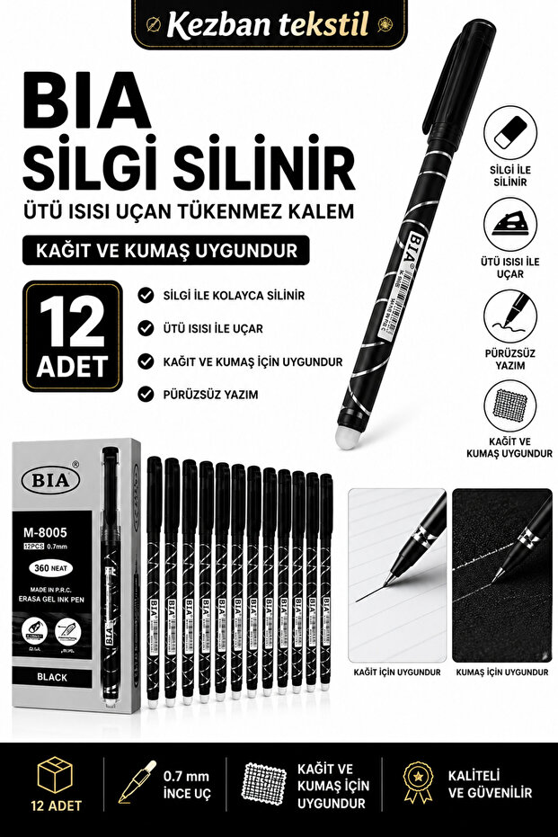 Erasable Ballpoint Pen Iron-On Heat Transfer Fabric Pen 12 Pcs