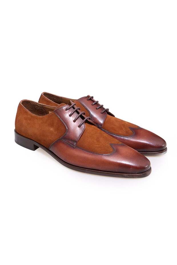 Brown Lace-Up Genuine Leather Sole Men's Shoes