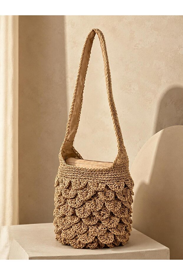 Camel Straw Bag 30X30 Cnt1117