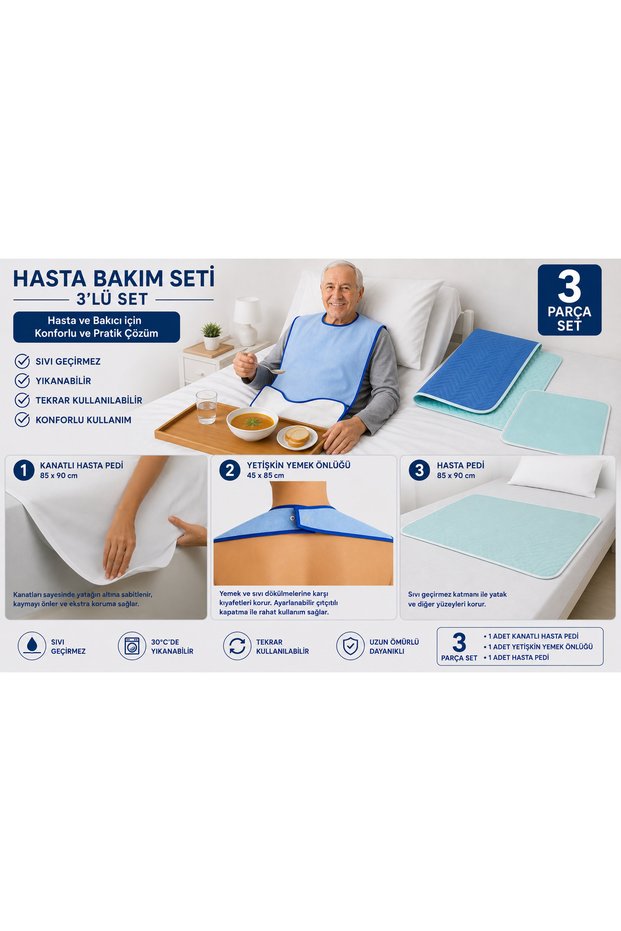 Patient Set of 3 – Patient Pad, Winged Patient Pad, and Adult Meal Apron