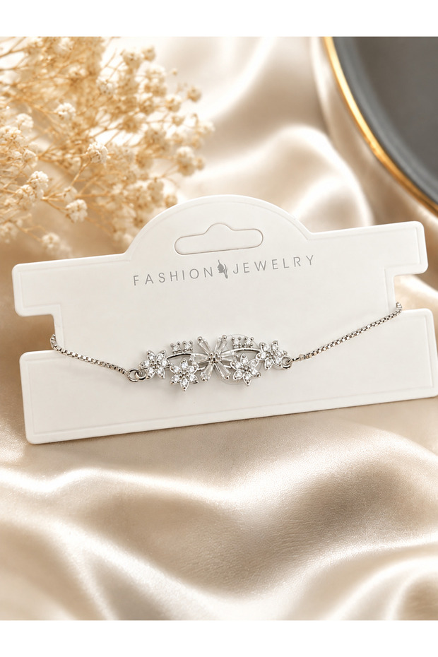 Zircon Stone Silver Color Elevator Bracelet (Fits Any Wrist)