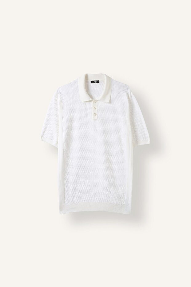Standard Fit Short Sleeve Textured Knit Basic Polo T-Shirt H9770Ax26Hs