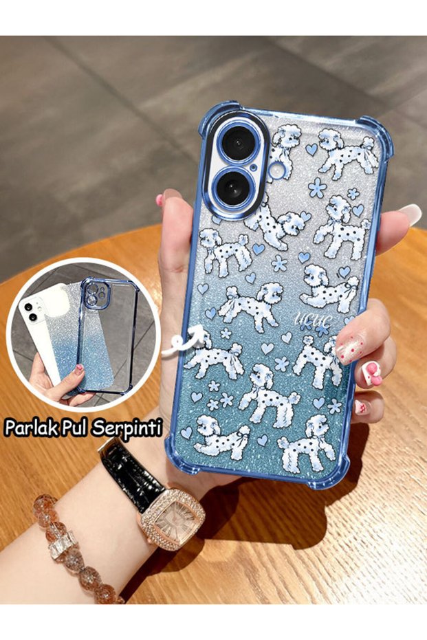 iPhone 16 Compatible Transparent Four-Corner Silicone Coated Glossy Edge Case