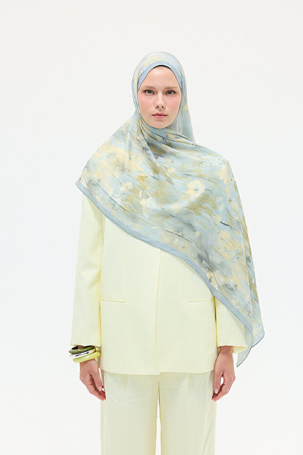 Velvet Kraş Shawl - Yellow-Grey