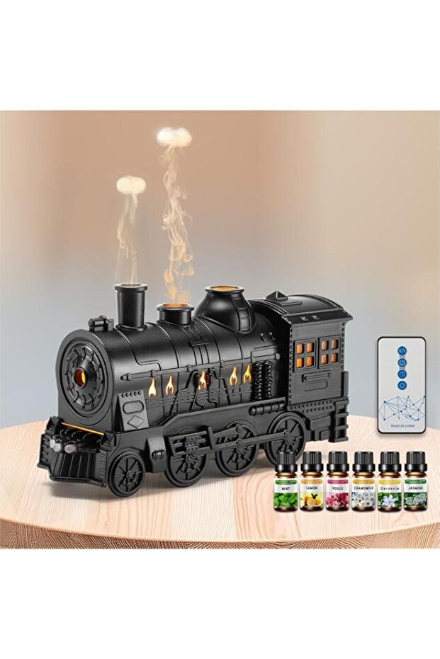 Train Diffuser 300ml Aromatherapy Diffuser, Top 6 Oils Gift Set,Remote Control,Cool Mist with 2 Light 2 Mist Mode Auto Shut-Off for Bedroom Office Hotel(Train Black)