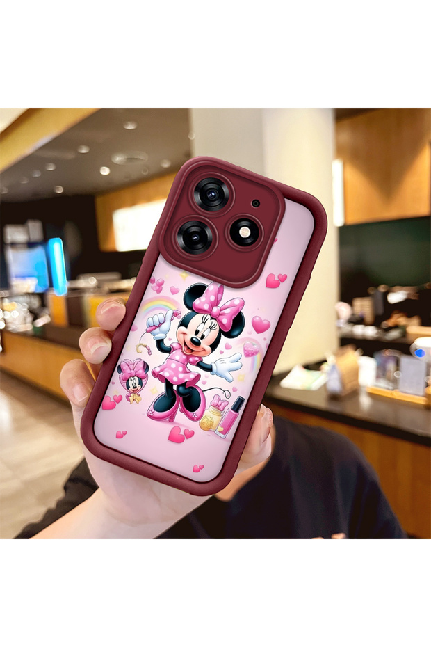 Tecno Spark 10 Pro 4g Compatible Case Camera Protector Minnie Pattern Burgundy Lover Couple Silicone Phone Case
