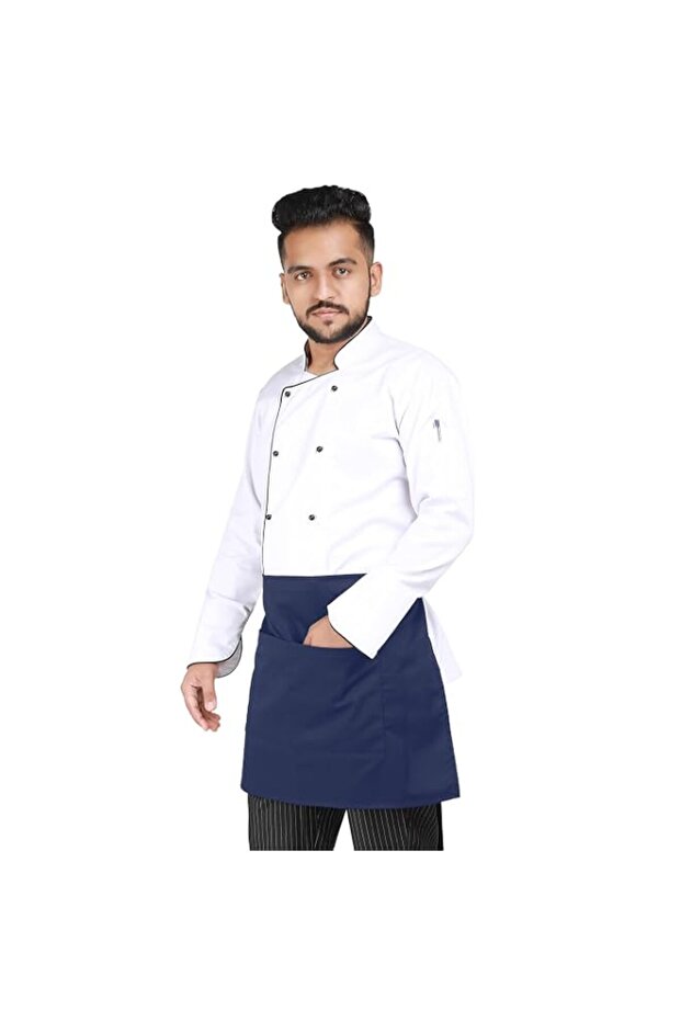 YANEK Kitchen Short Apron | Unisex | Chef Kitchen Adjustable Bib Apron with Pockets & Adjustable Tie Rope | For Home, Restaurant, Café, Hotel, Bakery, Salon