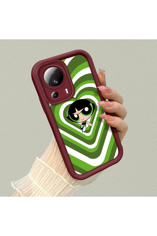 Xiaomi Mi 13 Lite Compatible Case Camera Protector Cartoon Pattern Maroon Lover Couple Silicone Phone Case