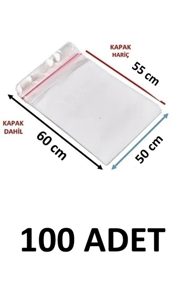 100 Pieces 50 X 55+5 cm Adhesive Transparent Glossy Opp Bags 50X60 cm Opp Bags Dowry Bags