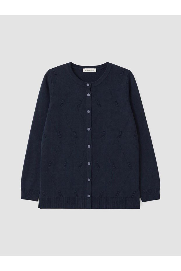 Crew Neck Embroidered Women's Knitwear Cardigan (W6)
