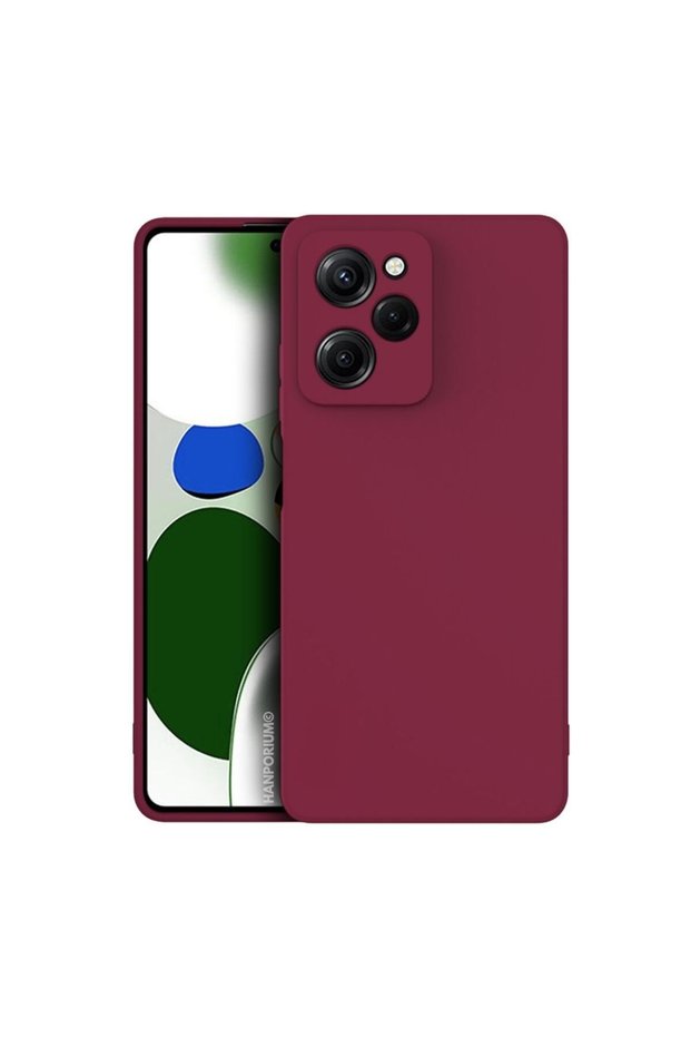 Poco X5 Pro Compatible Silicone Case - Pastel Color Tone Flexible Cover with Camera Protection - Burgundy