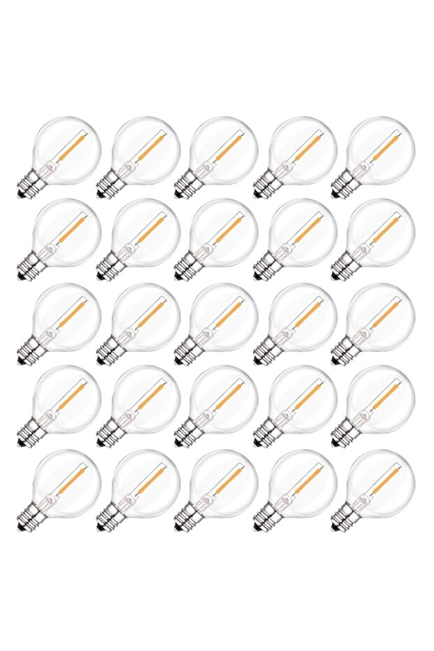 25 Pack G40 LED Bulbs Replacement, 1W E12/C7 Small Screw Base Socket Bulb,2200K Warm White Globe Edison Bulbs for Indoor Outdoor String Lights