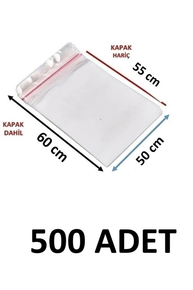 500 Pieces 50 X 55+5 cm Adhesive Transparent Glossy Opp Bags 50X60 cm Opp Bags Dowry Bags