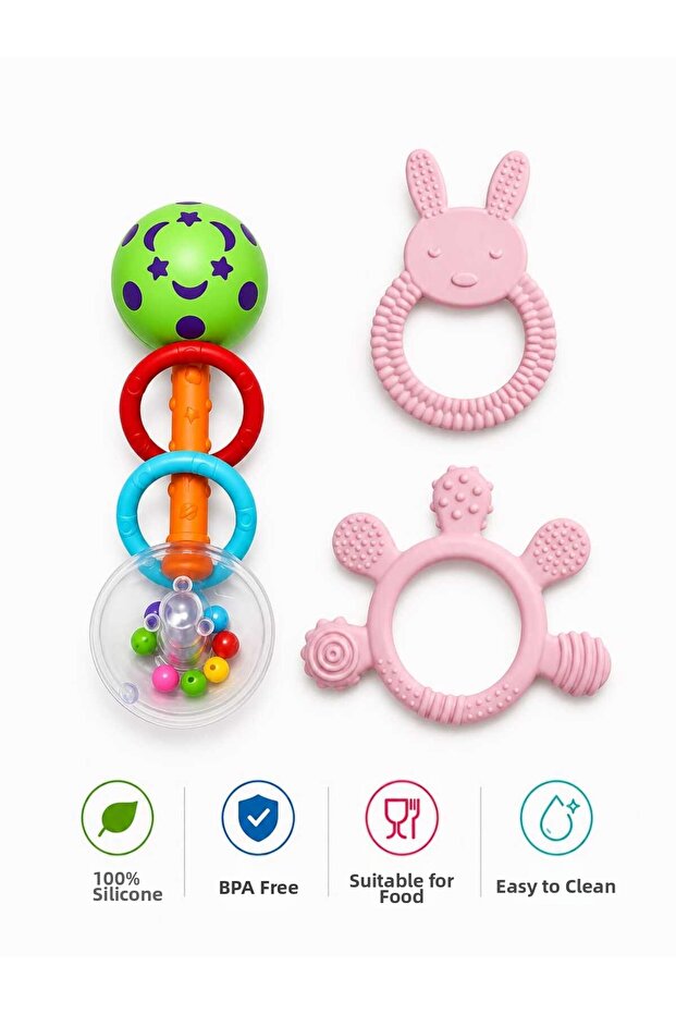 3-Piece Rattle Teether Set