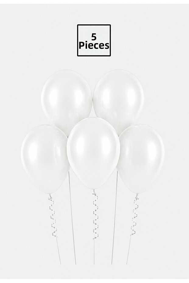 White Metallic Balloon 5 Pieces