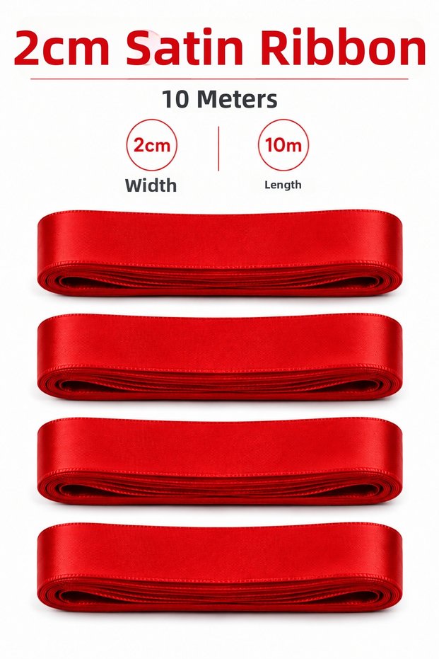 Red Satin Ribbon 2cm 10 Meters Bobo Balloon Ornament Gift Ornament Cake Ornament Bundle Dowry