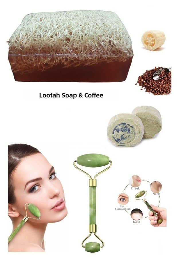 Set of 3 Pumpkin Fiber Soap & Coffee Double Sided Facial Massager